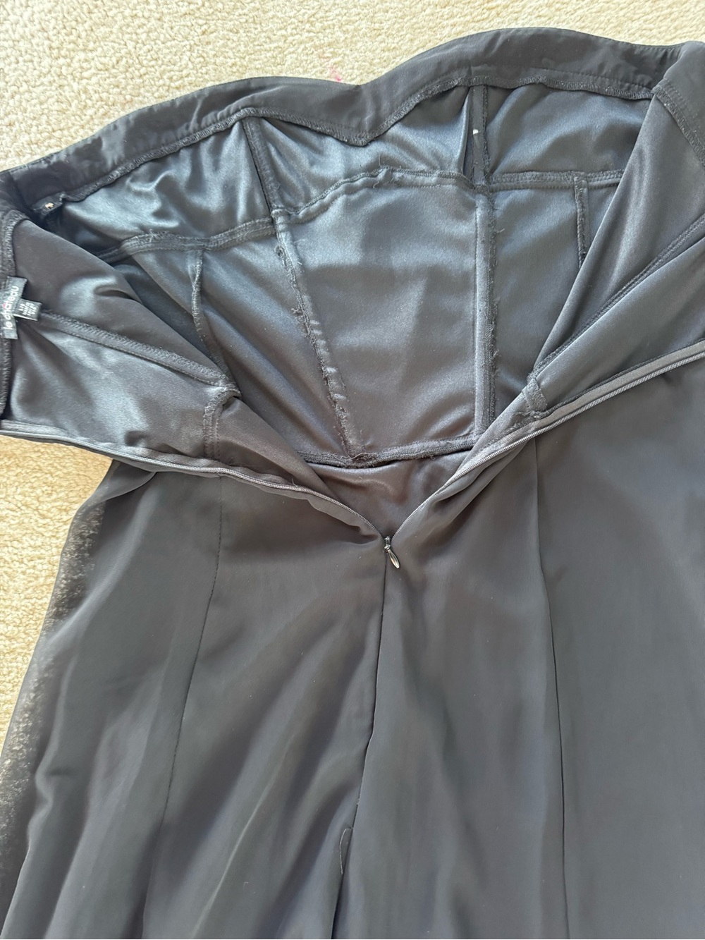 Size large L le chateau Black Strapless Satin Cocktail Dress corset style satin - Picture 13 of 15